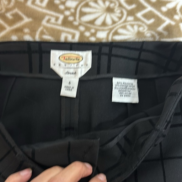 Talbots Stretch Fit Windowpane Black Plaid Pants Velvet Checks Sz 6 - Picture 4 of 7